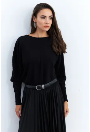 Kadın Siyah Yarasa Kol Kazak YİL558