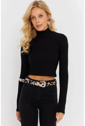 Kadın Siyah Yarım Balıkçı Bluz TH1114