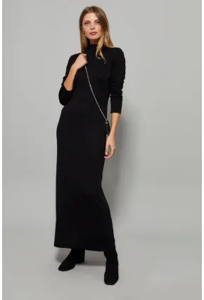 Kadın Siyah Yarım Balıkçı Maxi Elbise Yİ2006