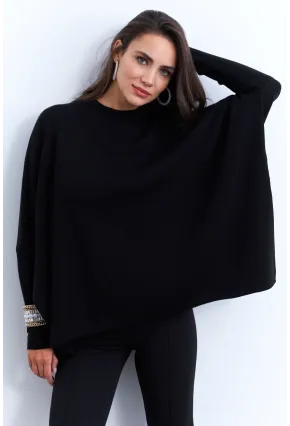 Kadın Siyah Yırtmaçlı Triko Bluz MSMT2262