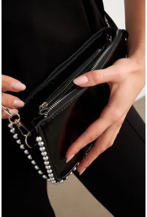 Kadın Siyah Zincir Askılı Suni Deri Çanta FİR102
