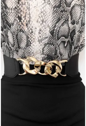 Kadın Siyah Zincirli Lastikli Kemer BE639