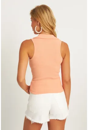 Kadın Somon Polo Yaka Kaşkorse Bluz MK10