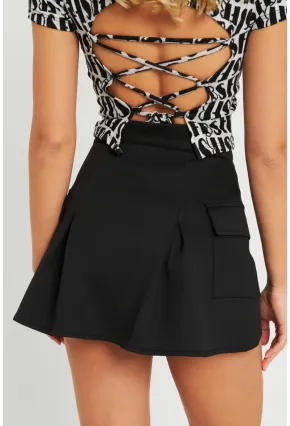 Kadın Şort Etek Siyah KED0058