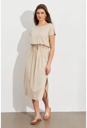 Kadın Taş Beli Büzülebilir Midi Elbise MURO1193