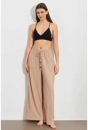 Kadın Taş Beli Lastikli Bürümcük Pantolon ROP105