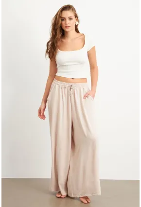 Kadın Taş Beli Lastikli Cepli Palazzo Pantolon Sİ1155