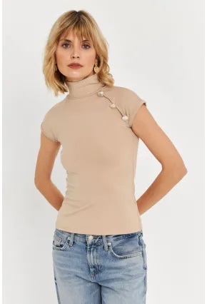 Kadın Taş Düğme Detaylı Bluz EY3027