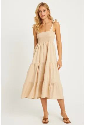 Kadın Taş Gipeli Volanlı Midi Elbise SGT407