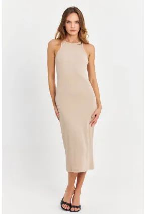 Kadın Taş Kolsuz Kaşkorse Midi Elbise EY3049