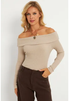 Kadın Taş Madonna Yaka Kaşkorse Bluz XL2210