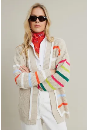 Kadın Taş-Multi Çizgili Triko Hırka MSMT2427