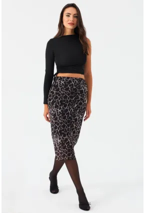 Kadın Taş-Siyah Astarlı Desenli Tül Etek CG391