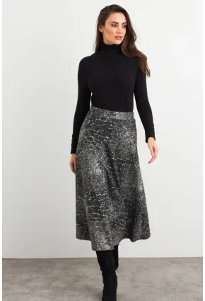 Kadın Taş-Siyah Desenli Çan Etek MLON3007