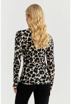 Kadın Taş-Siyah Leopar Desenli Bluz AYD267