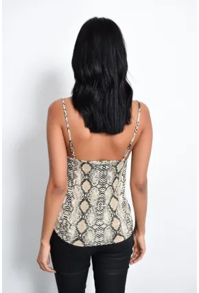 Kadın Taş Yılan Desenli Dantelli Atlet