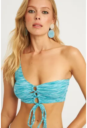 Kadın Turkuaz Önü Büzgülü Crop Bluz YLE606