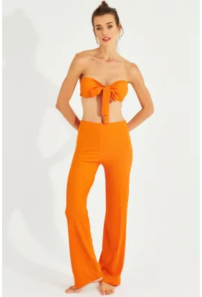 Kadın Turuncu Büstiyerli Pantolon Takım YEL221225
