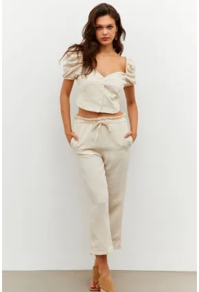 Kadın Vanilya Alt-Üst Keten Takım PP7440