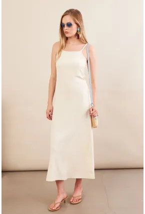 Kadın Vanilya Askılı Midi Elbise FLU7314