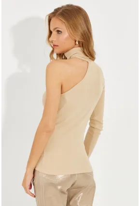 Kadın Vanilya Balıkçı Tek Kol Kaşkorse Bluz EY1118