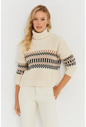 Kadın Vanilya Balıkçı Triko Kazak YZ527