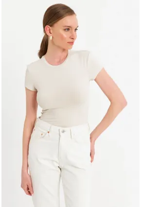 Kadın Vanilya Basic T-Shirt FLS07