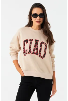 Kadın Vanilya Baskılı Sweatshirt MPP6429