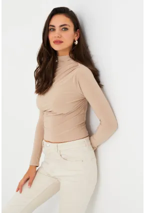 Kadın Vanilya Büzgülü Bluz ELT3568