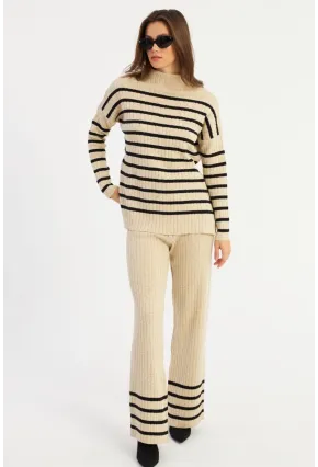 Kadın Vanilya Çizgili Alt Üst Takım MYİL11