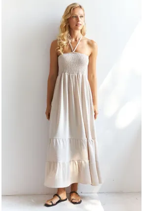 Kadın Vanilya Gipeli Midi Elbise SF12813