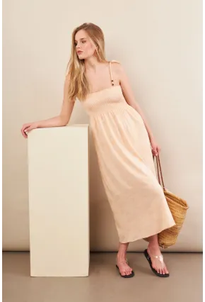 Kadın Vanilya Gipeli Midi Plaj Elbisesi OR501