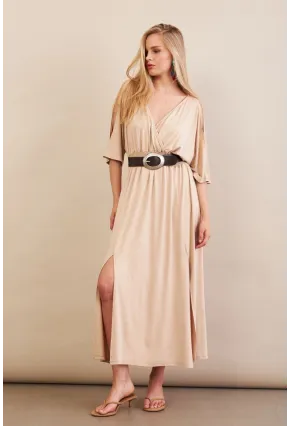 Kadın Vanilya Kol Pencereli Midi Elbise MP500