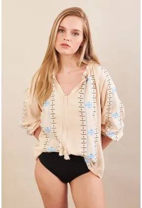 Kadın Vanilya Nakışlı Bluz MPC1344