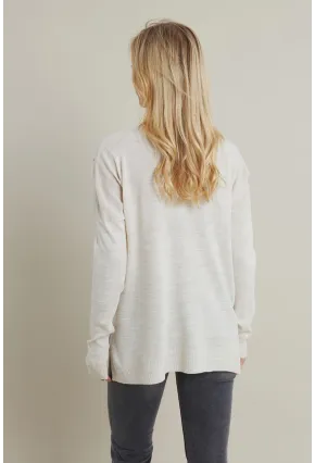 Kadın Vanilya V Yaka Taşlı İnce Triko Bluz MYİL002