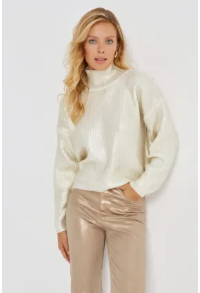 Kadın Vanilya Varakli Triko Bluz SF2530
