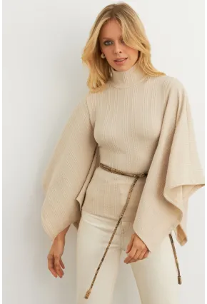 Kadın Vanilya Yarasa Kol Balıkçı Bluz MTF32