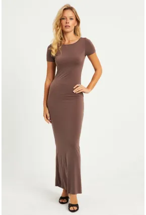 Kadın Vizon Sırtı Açık Maxi Elbise DMR306