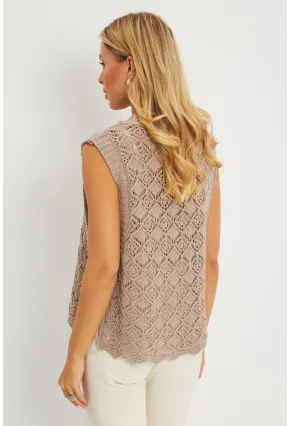 Kadın Vizon Yanları Bağlamalı Ajurlu Süveter YV226