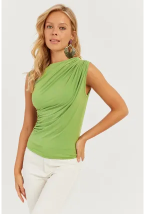 Kadın Yeşil Büzgülü Bluz YZ625