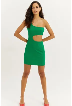 Kadın Yeşil Dekolteli Mini Elbise B1817