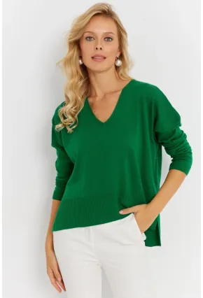 Kadın Yeşil Önü Kısa Triko Kazak YİL551