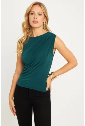 Kadın Zümrüt Yeşil Büzgülü Bluz YZ625