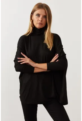 Siyah Yarasa Kol Balıkçı Bluz MEY1049