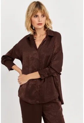 Kadın Acı-Kahve Saten Gömlek MCAR1127