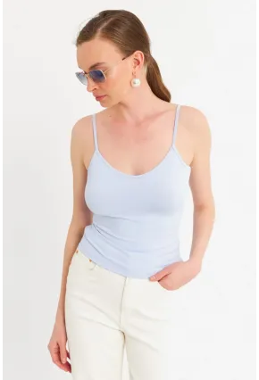 Kadın Açık Mavi Askılı Basic Atlet FLS06