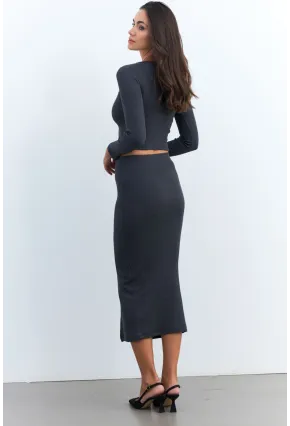 Kadın Antrasit Basic Kaşkorse Alt- Üst Takım XL2042