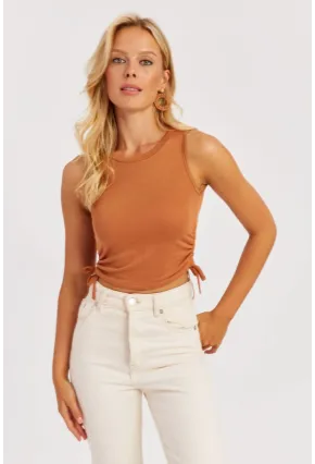 Kadın Badem Yanları Bağcıklı Kolsuz Bluz MK05