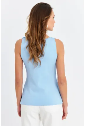 Kadın Bebe Mavi Düğmeli Triko Bluz ZH10