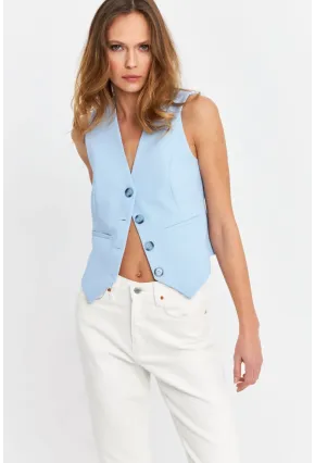 Kadın Bebe Mavi Keten Astarlı Yelek TW60046